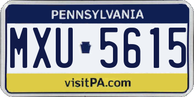 PA license plate MXU5615