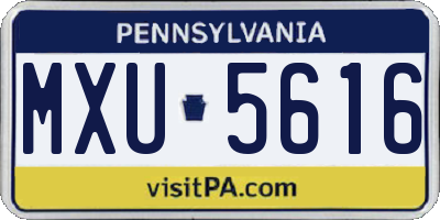 PA license plate MXU5616