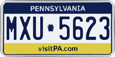 PA license plate MXU5623