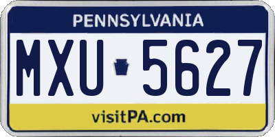 PA license plate MXU5627