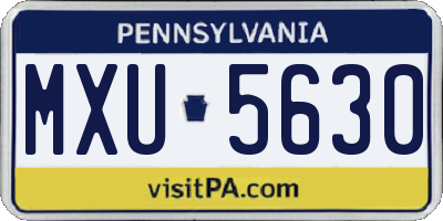 PA license plate MXU5630