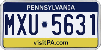 PA license plate MXU5631