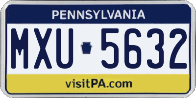 PA license plate MXU5632