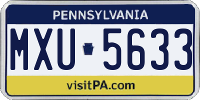 PA license plate MXU5633