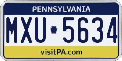 PA license plate MXU5634