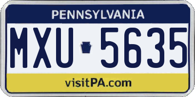 PA license plate MXU5635
