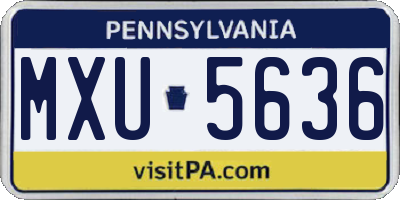 PA license plate MXU5636