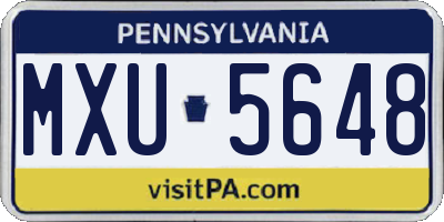 PA license plate MXU5648
