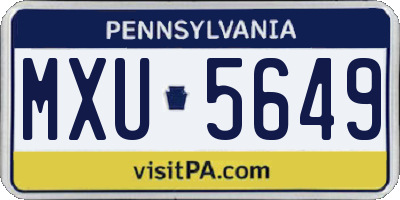 PA license plate MXU5649