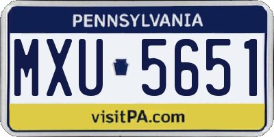 PA license plate MXU5651