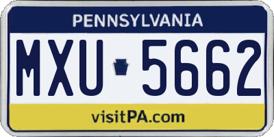 PA license plate MXU5662