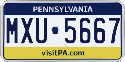 PA license plate MXU5667