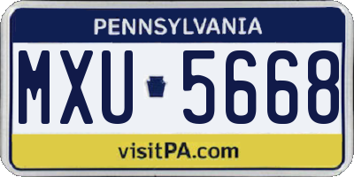 PA license plate MXU5668