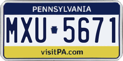 PA license plate MXU5671