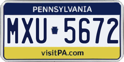 PA license plate MXU5672