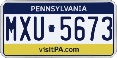 PA license plate MXU5673