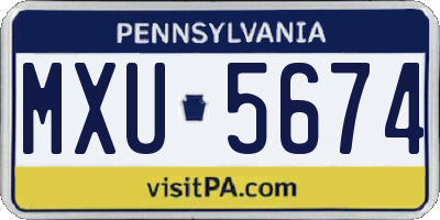 PA license plate MXU5674