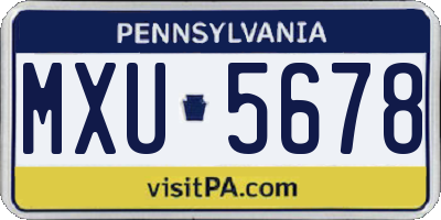 PA license plate MXU5678