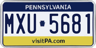 PA license plate MXU5681