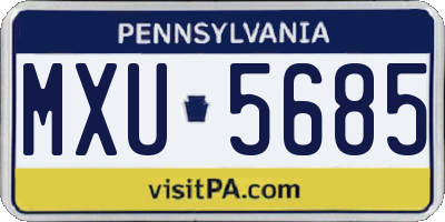 PA license plate MXU5685