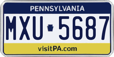 PA license plate MXU5687