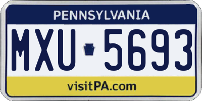 PA license plate MXU5693