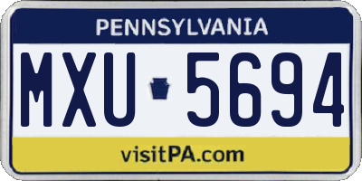 PA license plate MXU5694