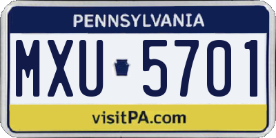 PA license plate MXU5701