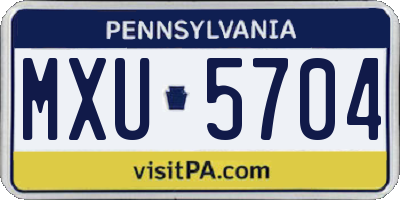 PA license plate MXU5704