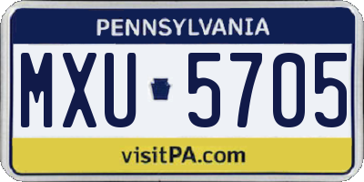 PA license plate MXU5705