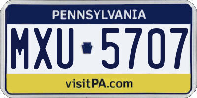 PA license plate MXU5707