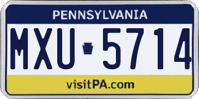 PA license plate MXU5714