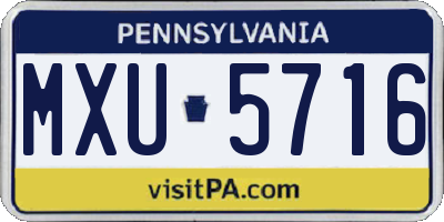 PA license plate MXU5716