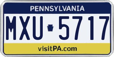 PA license plate MXU5717
