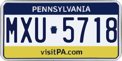 PA license plate MXU5718
