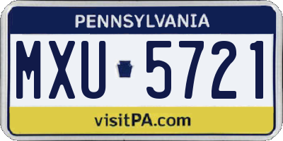 PA license plate MXU5721