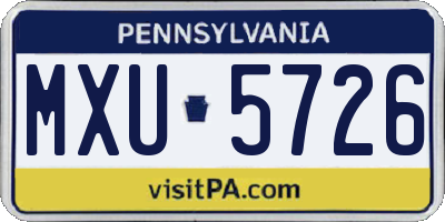 PA license plate MXU5726