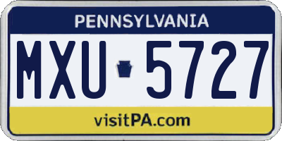 PA license plate MXU5727