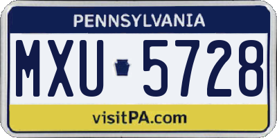 PA license plate MXU5728