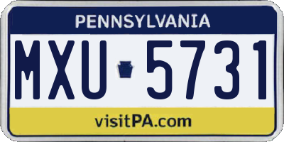 PA license plate MXU5731