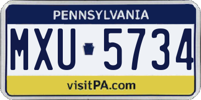 PA license plate MXU5734