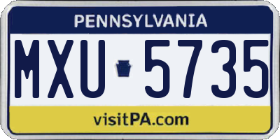 PA license plate MXU5735
