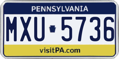 PA license plate MXU5736