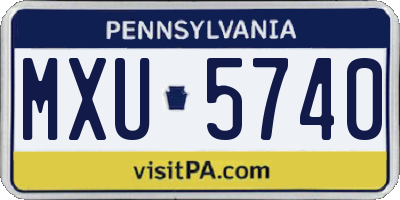 PA license plate MXU5740