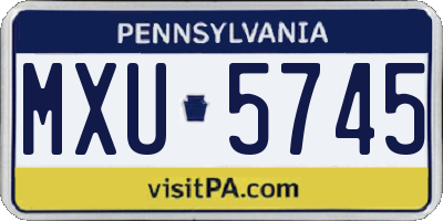 PA license plate MXU5745