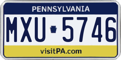 PA license plate MXU5746