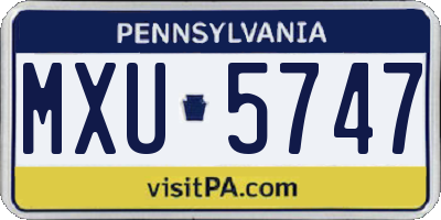 PA license plate MXU5747