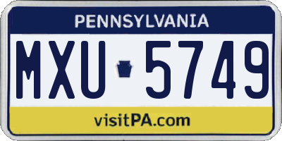 PA license plate MXU5749
