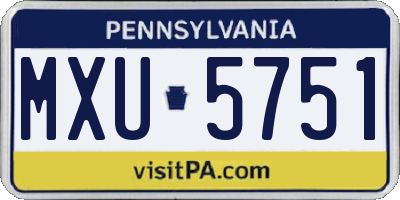 PA license plate MXU5751