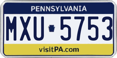 PA license plate MXU5753